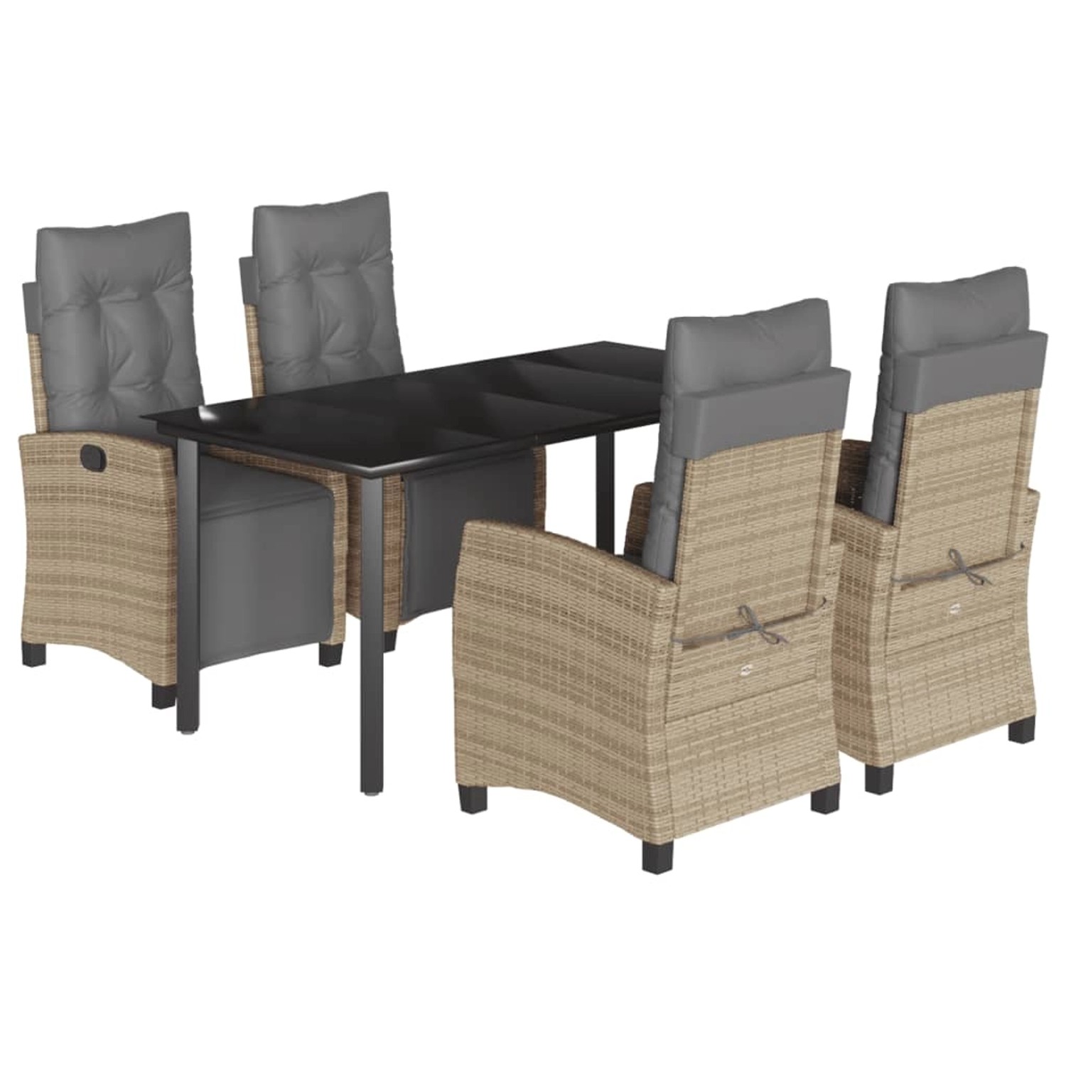 vidaXL 5-Tlg Garten-Essgruppe mit Kissen Beigemischung Poly Rattan 3213026 günstig online kaufen