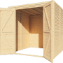 Offenes Bertilo Holz-Gartenhaus Box 3 aus Naturholz, 208x202 cm, mit Doppeltür.