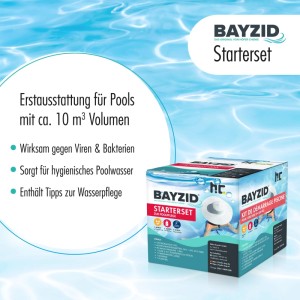 Bayzid Pool Starterset, 7-teilig: Wasserpflege mit Chlor, pH-Minus und Multitabs für Pools.