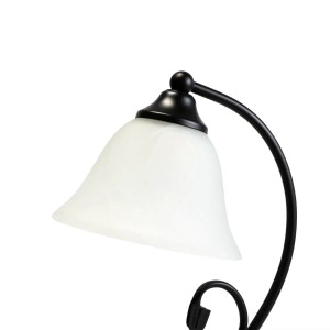 EASYLIGHT Tischleuchte, schwarz-weiß, 38cm, im Landhausstil mit Alabasterglas und Metallelementen.