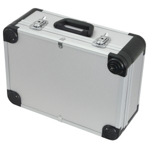 Famex Werkzeugkoffer Professional, 128-teilig, aus Aluminium mit schwarzem Griff und Eckenschutz.