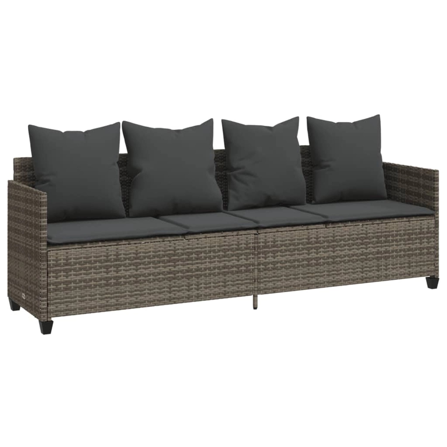 vidaXL Sonnenliege mit Kissen Grau Poly Rattan 368346