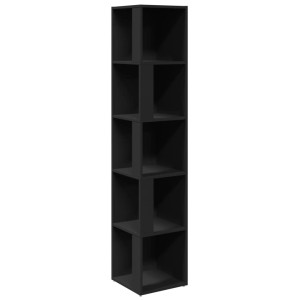 Schwarzes vidaXL Eckregal (33x164,5 cm) aus Holzwerkstoff mit 5 Fächern.