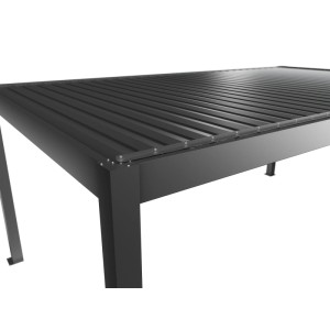 Biohort Pergola 6x3,5m in Quarzgrau-Metallic, Detailansicht der Lamellen und Stützstruktur.
