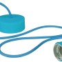 Türkisfarbenes Lampen-Textilkabel mit Fassung und Baldachin, 1,4 m lang.