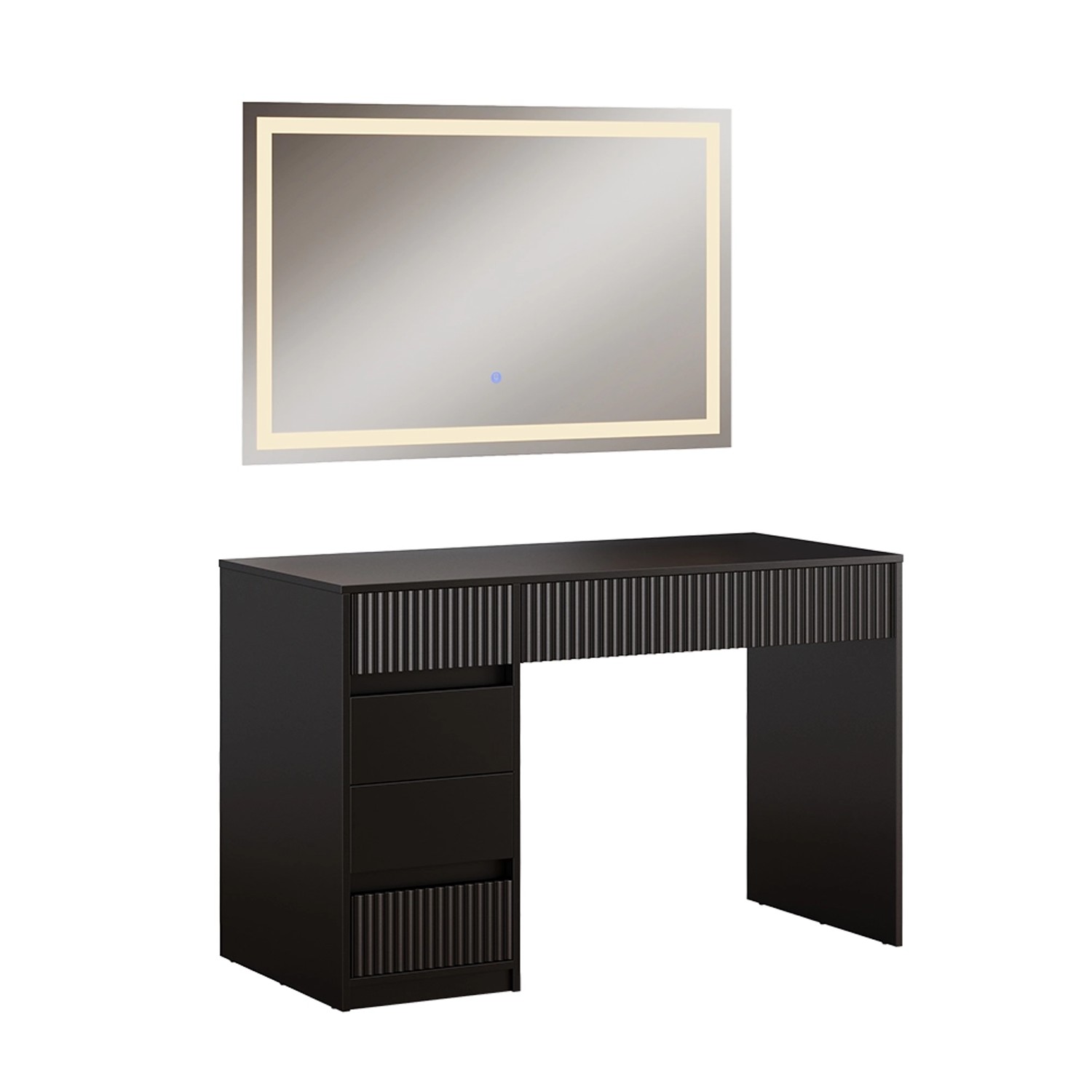 Vicco Schminktisch Omira Schwarz 120 cm mit LED-Spiegel günstig online kaufen