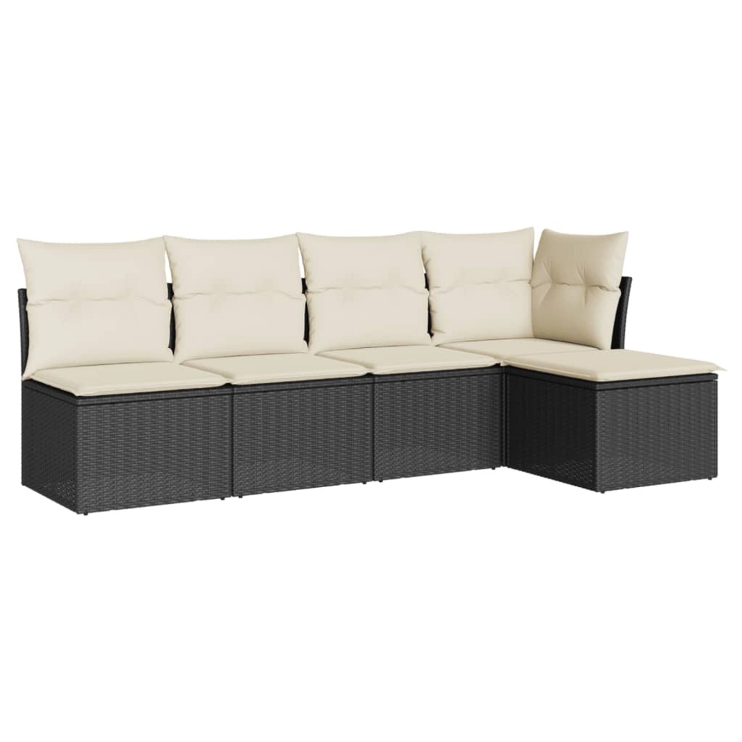 vidaXL 5-Tlg Garten-Sofagarnitur mit Kissen Schwarz Poly Rattan 3249355 günstig online kaufen