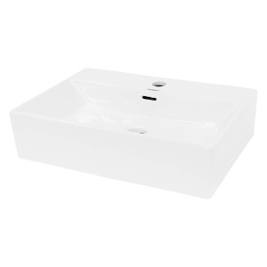 Eckiges, weißes ECD Germany Aufsatzwaschbecken aus Keramik, 515x360 mm.