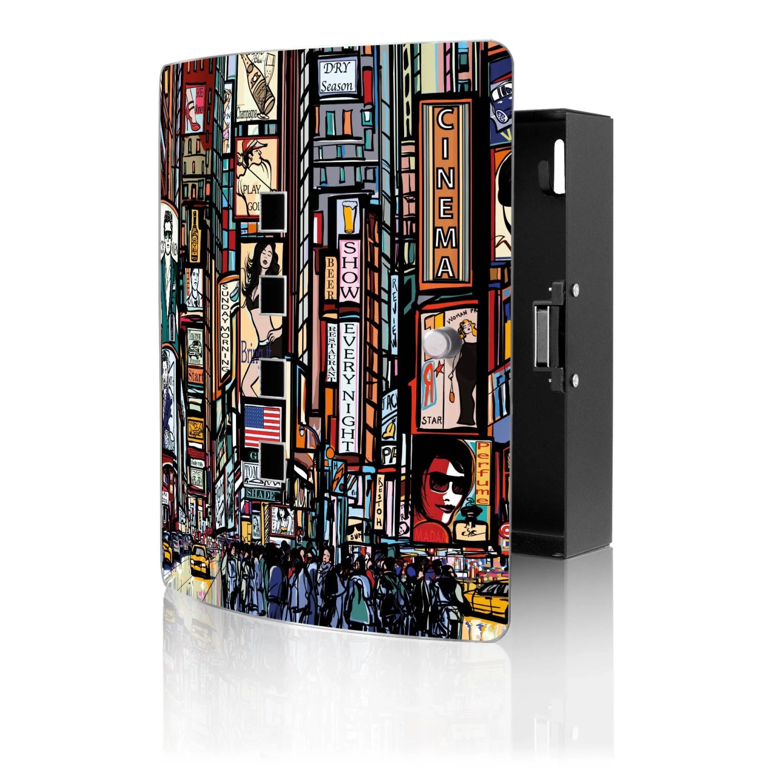 Banjado Design Schlüsselkasten Aus Edelstahl Für 10 Schlüssel 24x21,5x7cm Mit Magnetverschluss Motiv New York Show