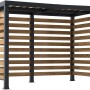 Sunjoy Pergola Marao aus Stahl, 313x191 cm, schwarz mit Holzlamellen. Pavillon für Garten und Terrasse.