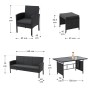 Juskys Polyrattan Gartenmöbel Sitzgruppe Turin Schwarz, Maße von Sessel, Bank, Tisch und Hocker
