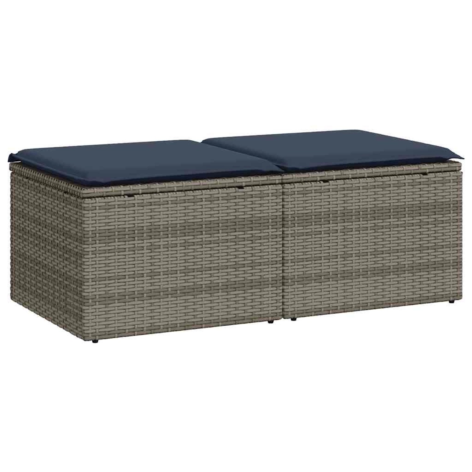 vidaXL 2-Tlg Garten-Sofagarnitur mit Kissen Grau Poly Rattan Akazie 3328684 günstig online kaufen