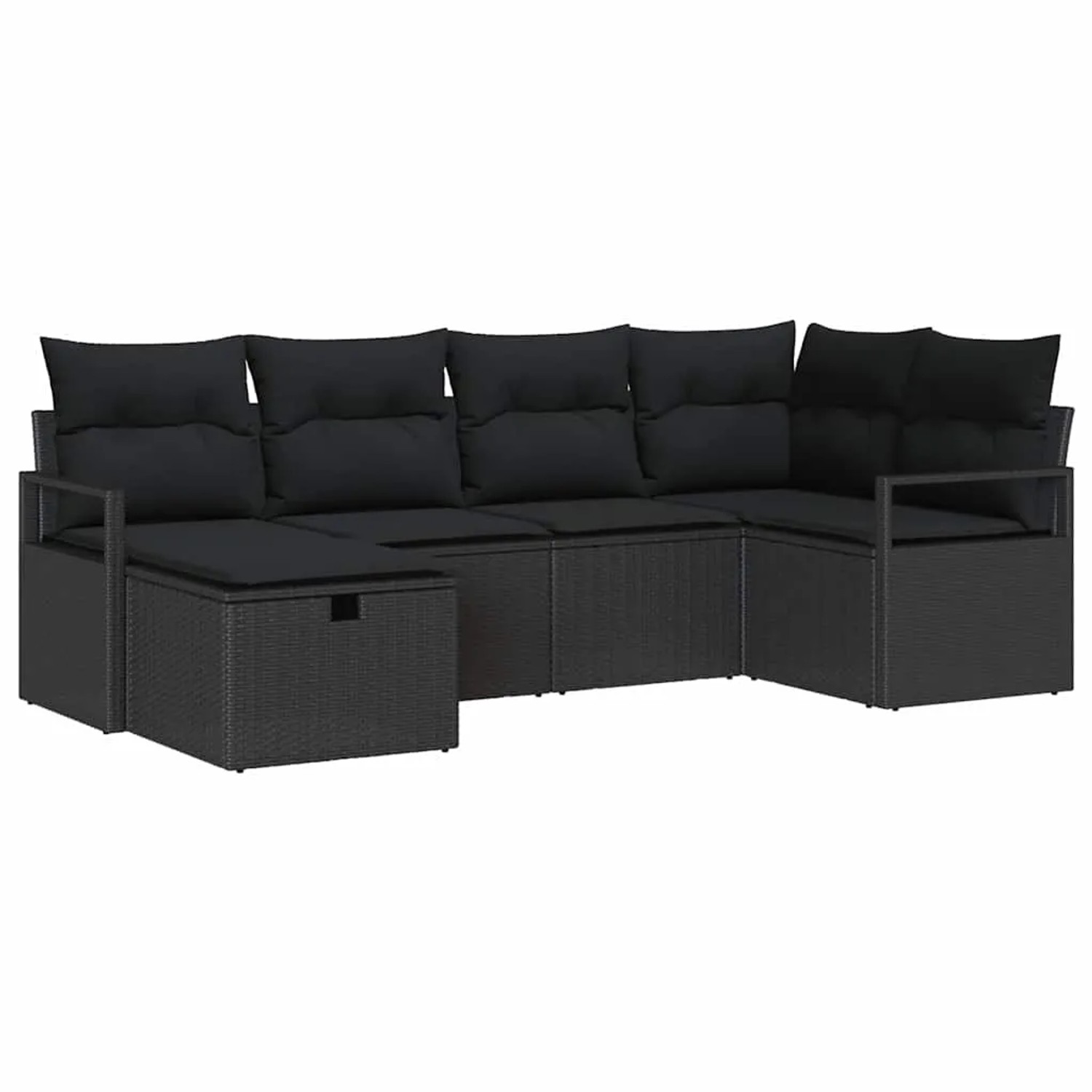 vidaXL Garten-Sofa-Set mit Kissen 6-Tlg Schwarz Poly Rattan 3360514