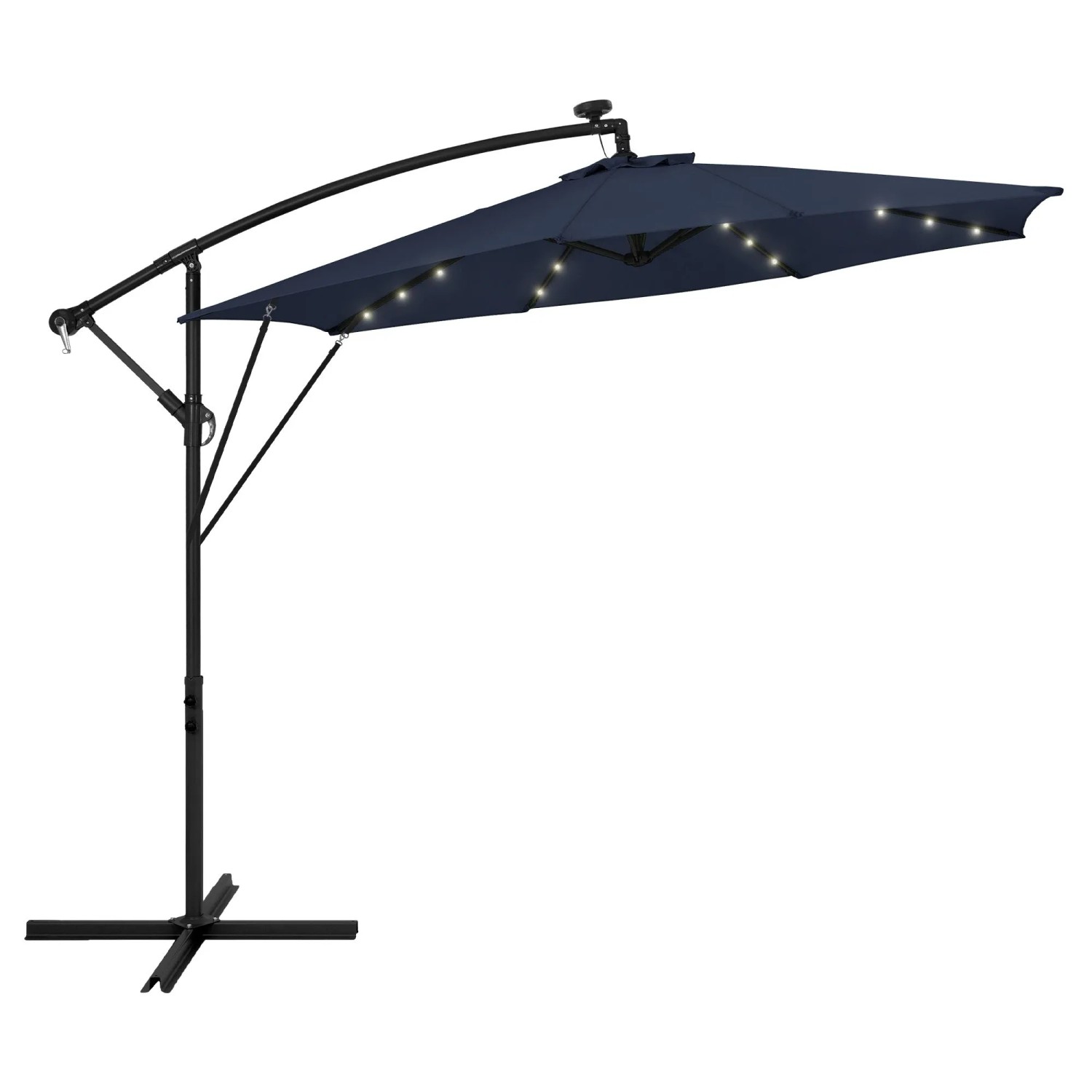 ML-Design Ampelschirm Ø 300 cm Navy Blau aus Aluminium mit LED-Solar