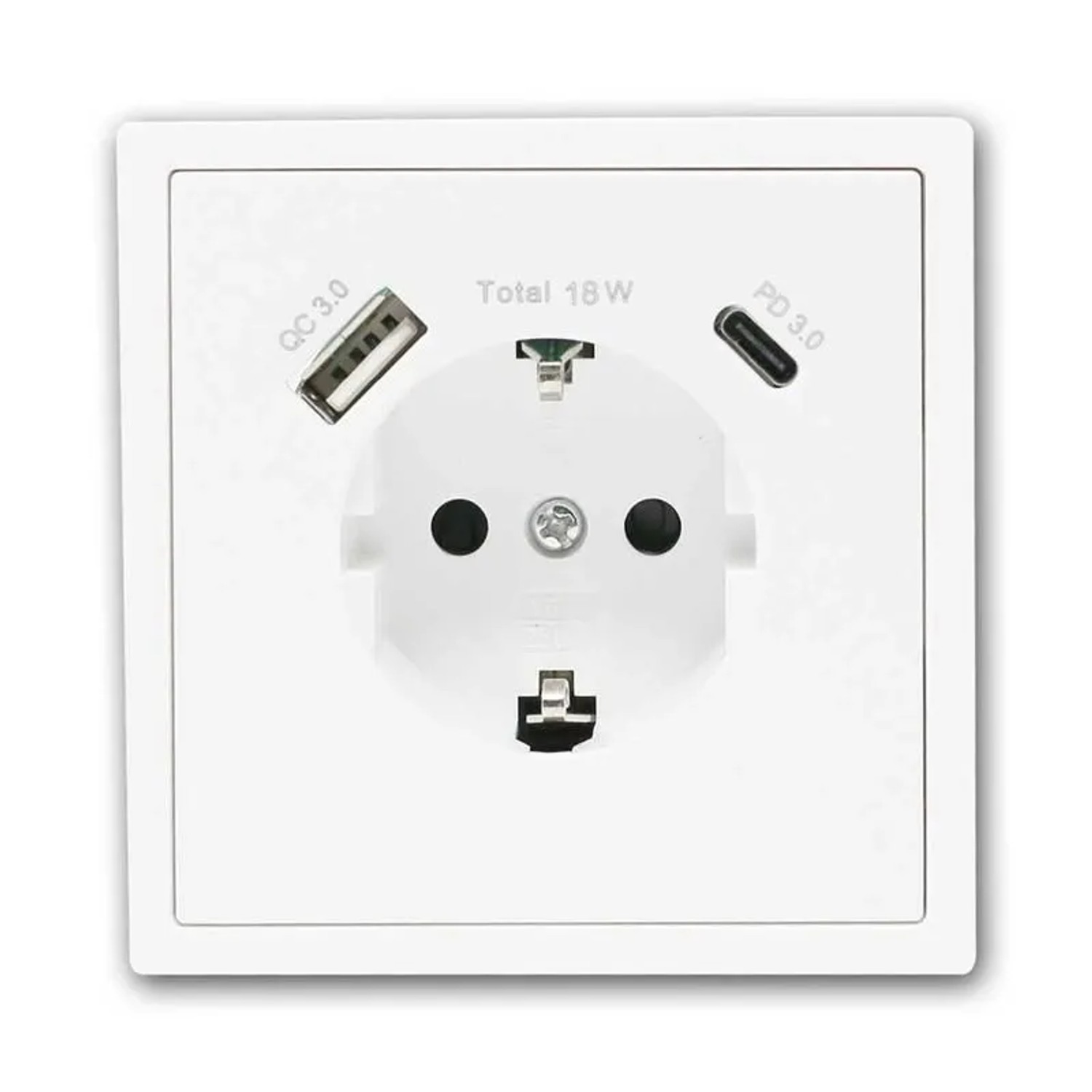 McPower Steckdose SHALLOW Weiß 1x USB C 18W mit Rahmen