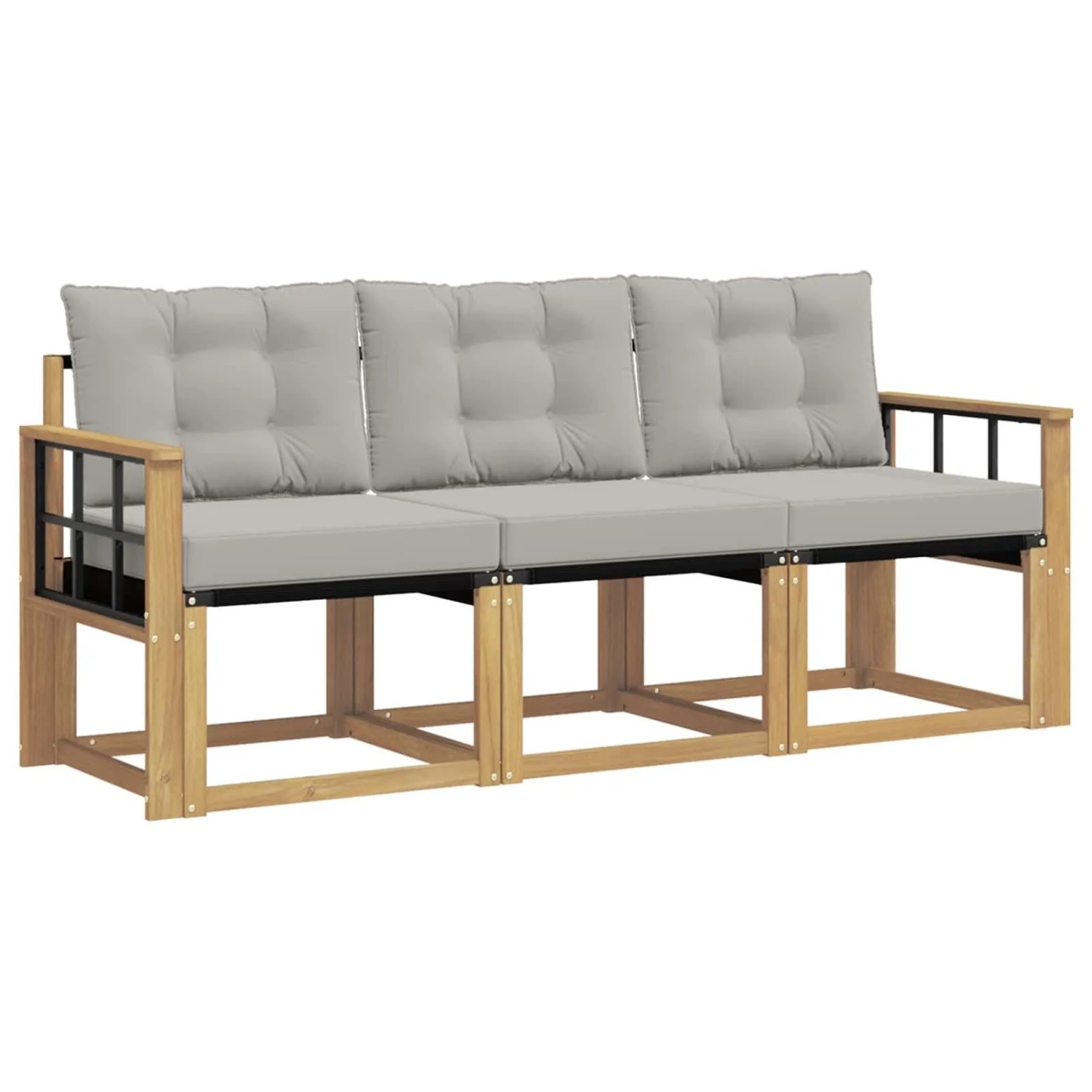 vidaXL Outdoor-Sofagarnitur mit Kissen 3-Tlg Weiß und Hellgrau 3389169