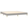 Hellgraues vidaXL Boxspringbett 200x200 cm mit Lattenrost und Holzfüßen.