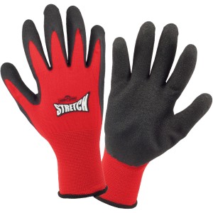 Workpower Arbeitshandschuhe Stretch, Gr. 8, schwarz-rot. Elastische Nylon-Handschuhe für Montagearbeiten.