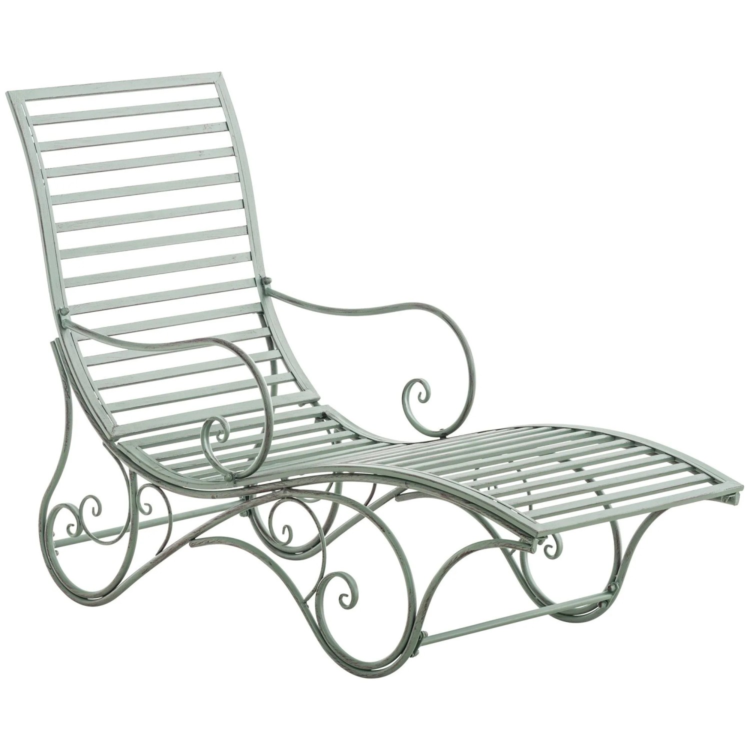 DELUKE Gartenliege SENTA Antik 58x140x101cm Metall Antik-Grün Sonnenliege Strandliege