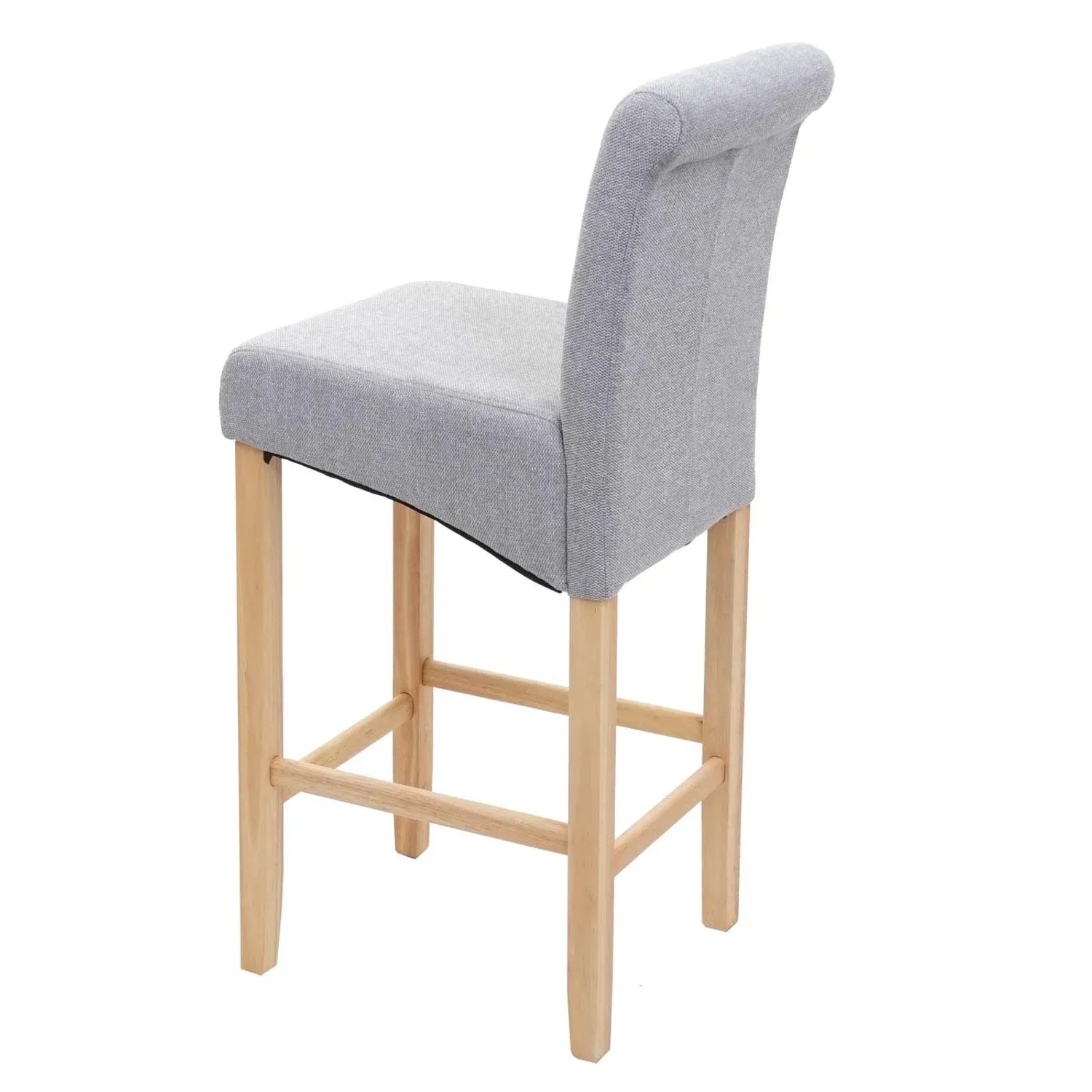 PROREGAL Barhocker Gepolstert Mit Lehne Sitzhöhe 75cm Holz Hellgrau Helle Beine Stoff/Textil Barstuhl Tresenhocker_4