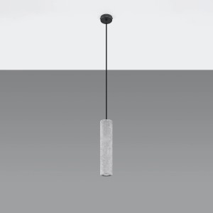 Sollux Lighting Hängeleuchte Luvo 1: Moderne Pendelleuchte aus grauem Beton mit schwarzem Kabel.