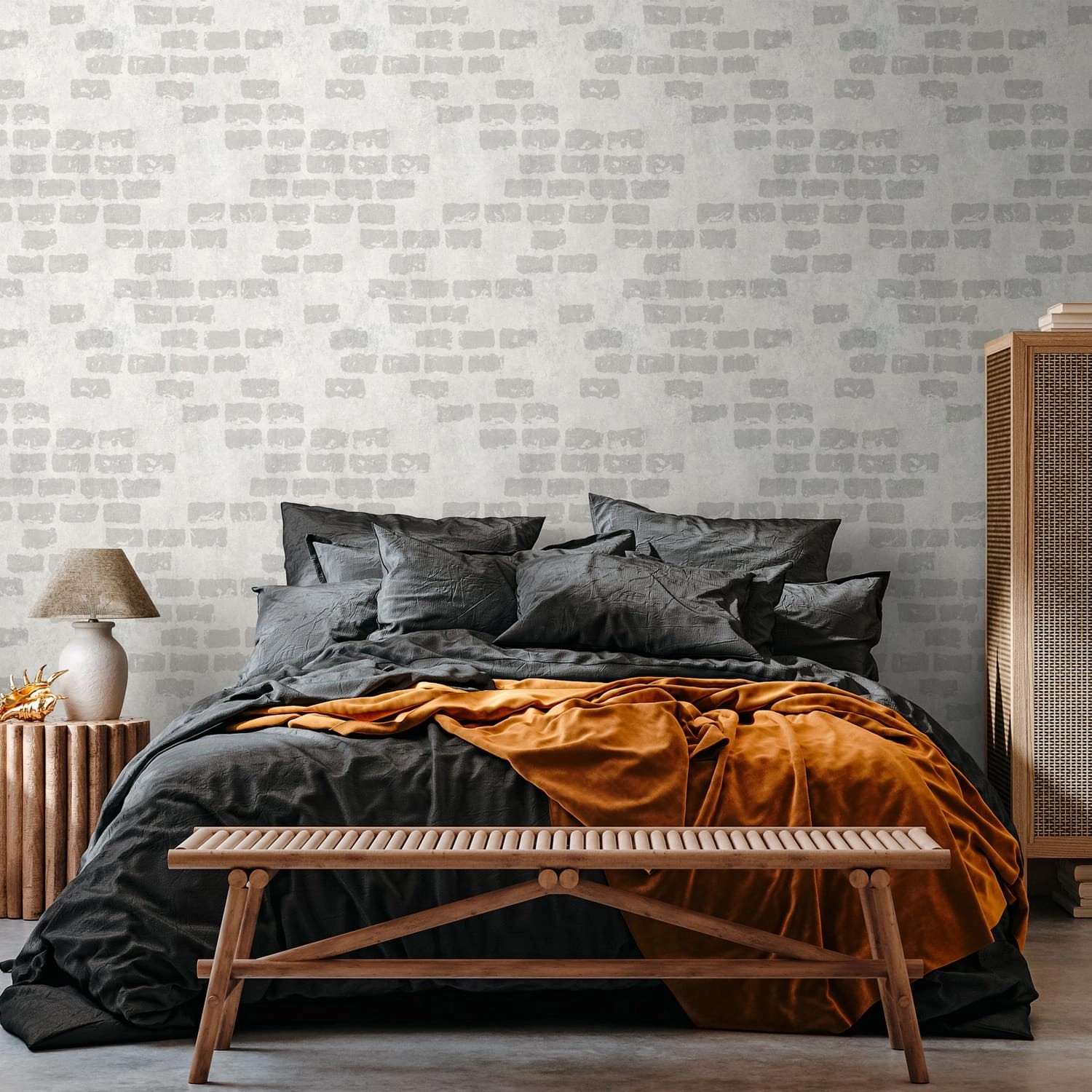PROFHOME 398251-GU Fototapete Ziegelstein Matt Grau Beige 1,59 m x 2,8 m 0, günstig online kaufen