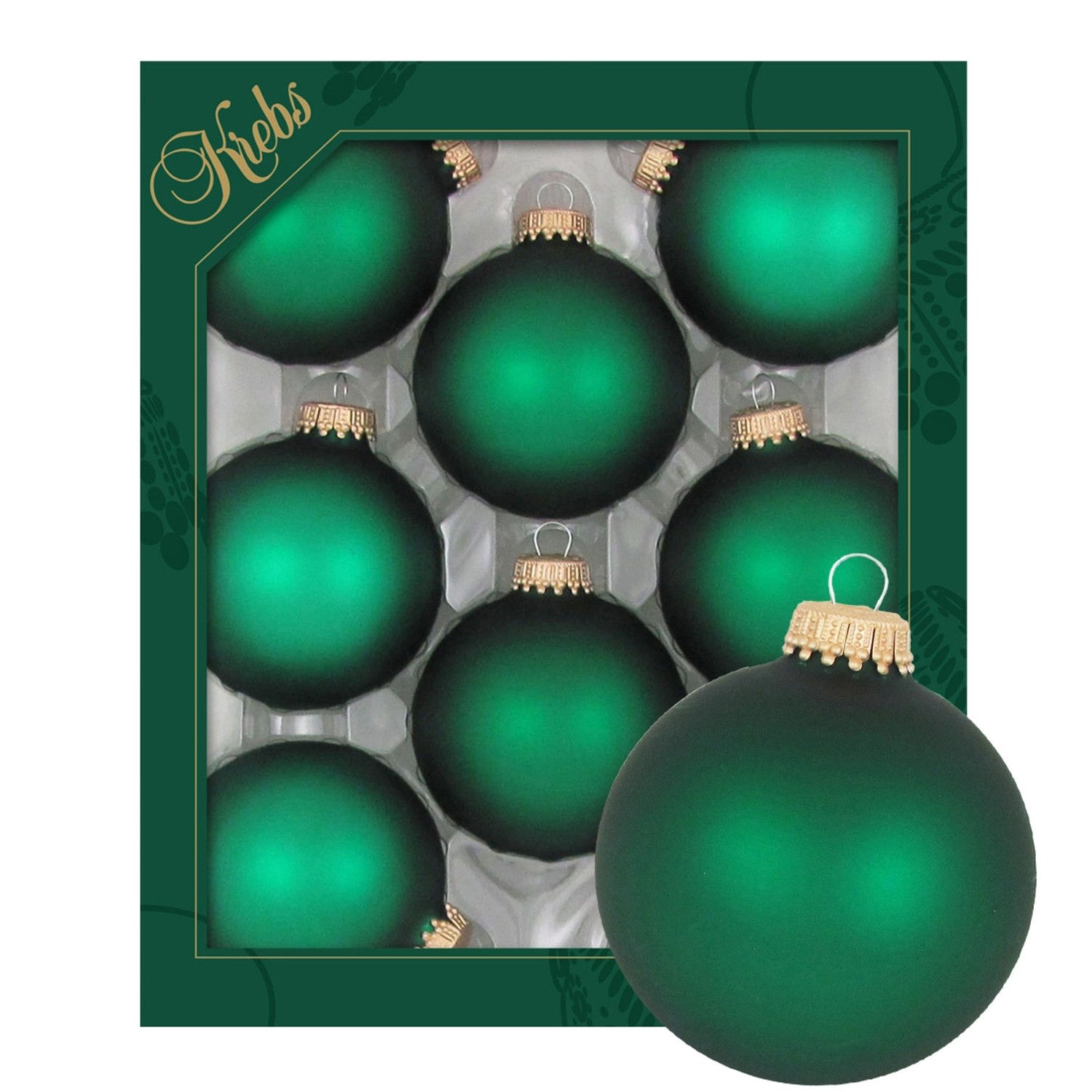 Krebs Glas Lauscha Weihnachtskugeln Uni-Design Verena Grün 7cm