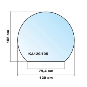 ECOfoxx Funkenschutzplatte Glasbodenplatte Kreisabschnitt 120x105cm Schwarz