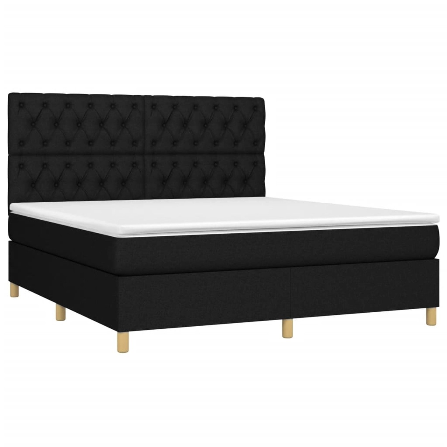 vidaXL Boxspringbett mit Matratze & LED Schwarz 160x200 cm Stoff 3135687 günstig online kaufen