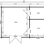 Grundriss Alpholz Gartenhaus Arizona, 446x490 cm, mit Maßen und Raumaufteilung.
