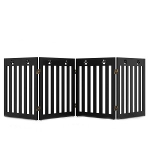 Costway Klappbar Treppengitter 60 cm Hoch 4 Paneele Braun