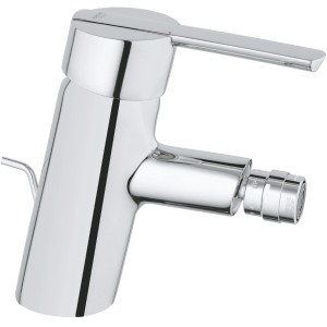 Grohe QuickFix Feel Bidetarmatur in Chrom mit Hebel, Mousseur und Zugstangen-Ablaufgarnitur.