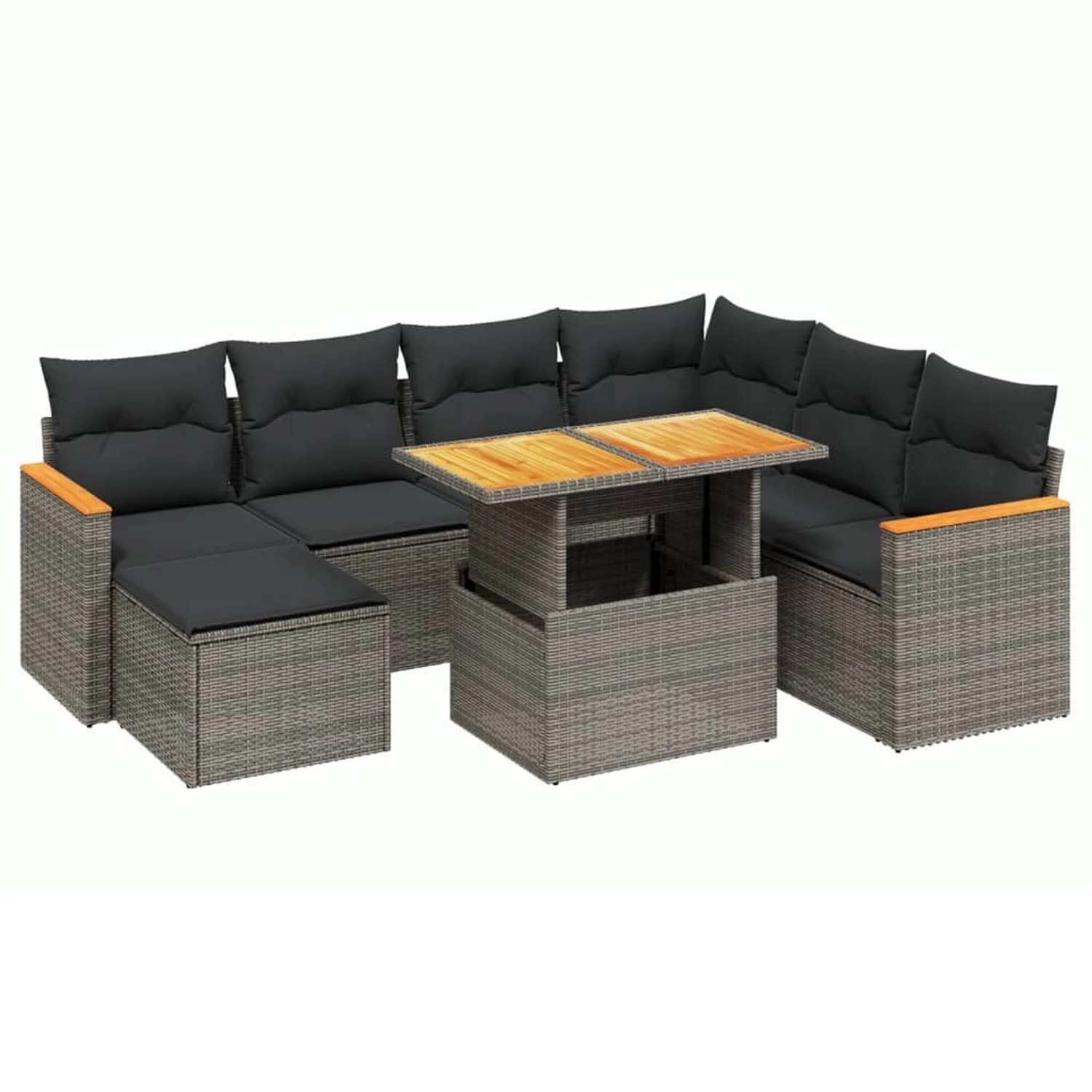 vidaXL 8-Tlg Garten-Sofagarnitur mit Kissen Grau Poly Rattan 3273195 günstig online kaufen