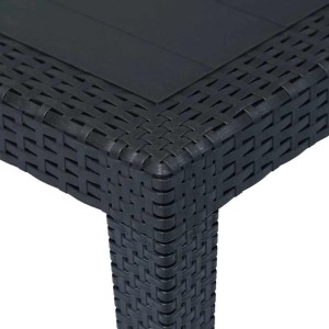 Detailansicht Gartentisch Furnicato, anthrazit, Rattan-Optik, Kunststoff, Tischbein.