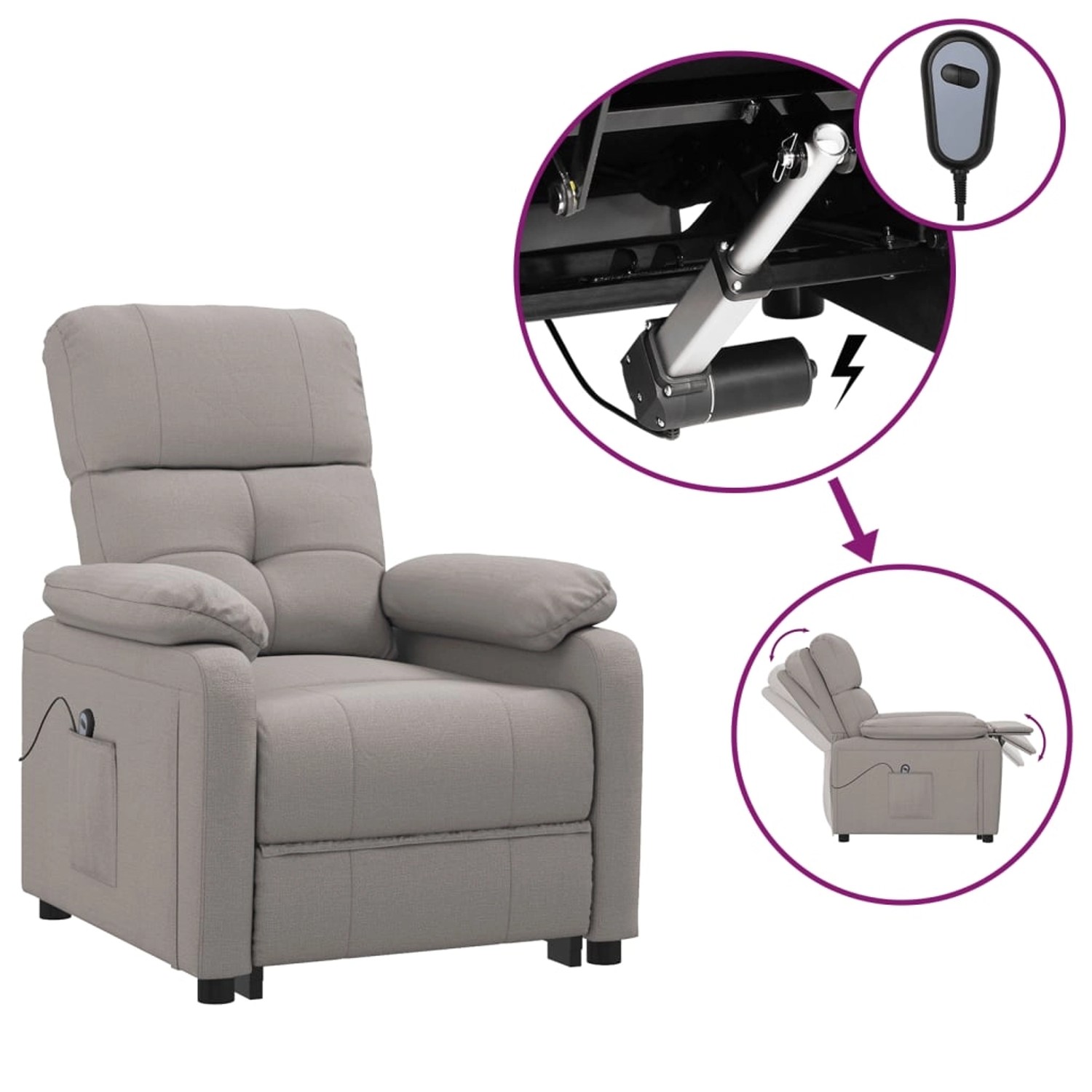 vidaXL Relaxsessel Elektrisch Taupe Stoff 3073810 günstig online kaufen