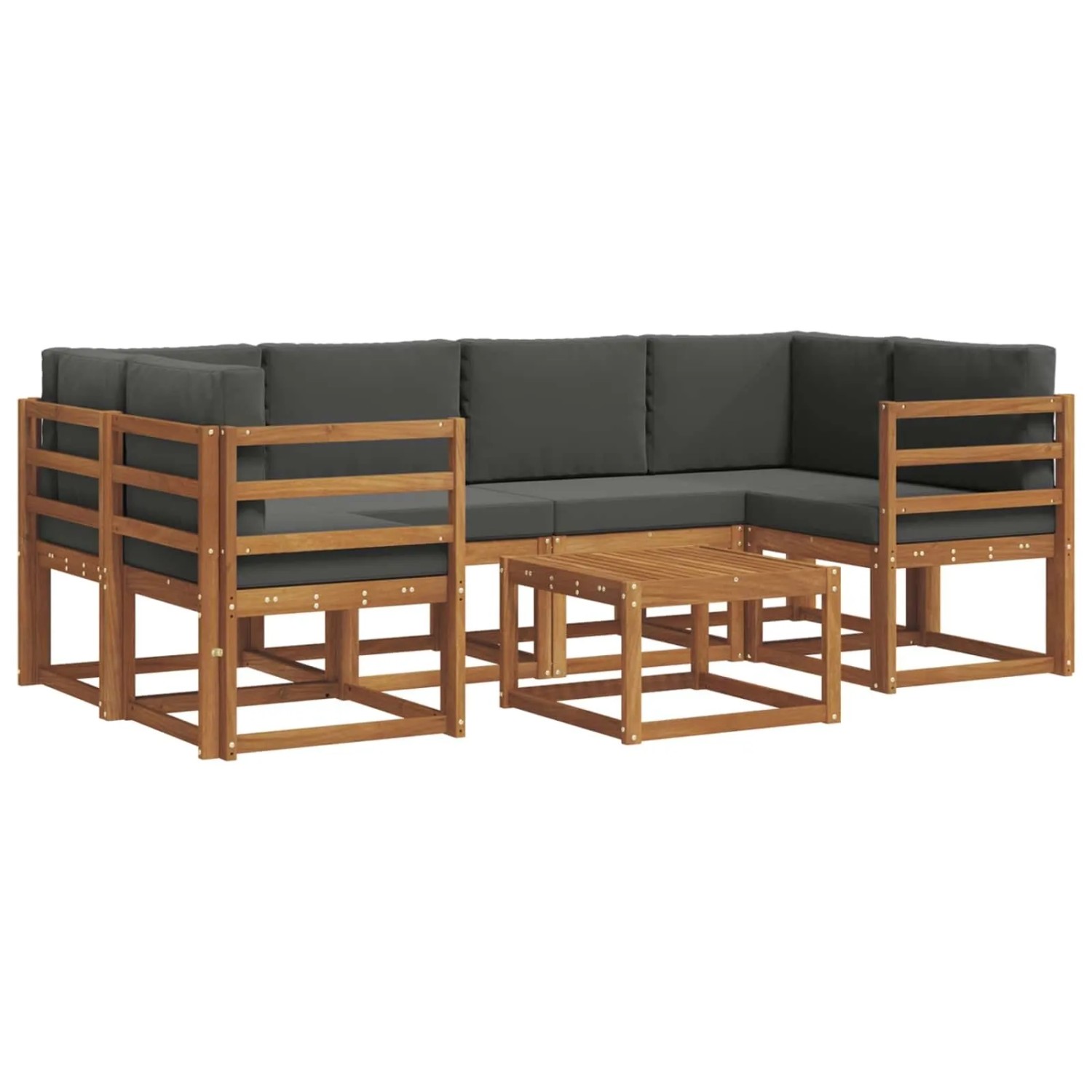 vidaXL Outdoor-Sofagarnitur mit Kissen 7-Tlg Natur und Anthrazit 3366065