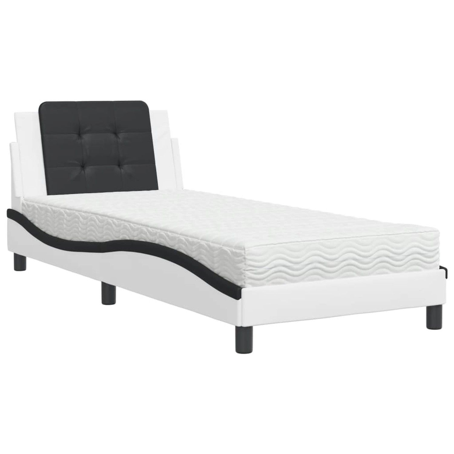 vidaXL Bettgestell ohne Matratze Zadar Weiß und Schwarz 90x200 cm Kunstlede günstig online kaufen