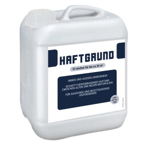 Weißer 5 l Kanister Haftgrund für Innen und Außen. Geeignet für saugende und nichtsaugende Untergründe.