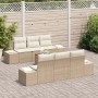 vidaXL Garten-Sofa-Set, 7-teilig, beige/weiß. Modulares Lounge-Set mit Tisch und Stauraum.