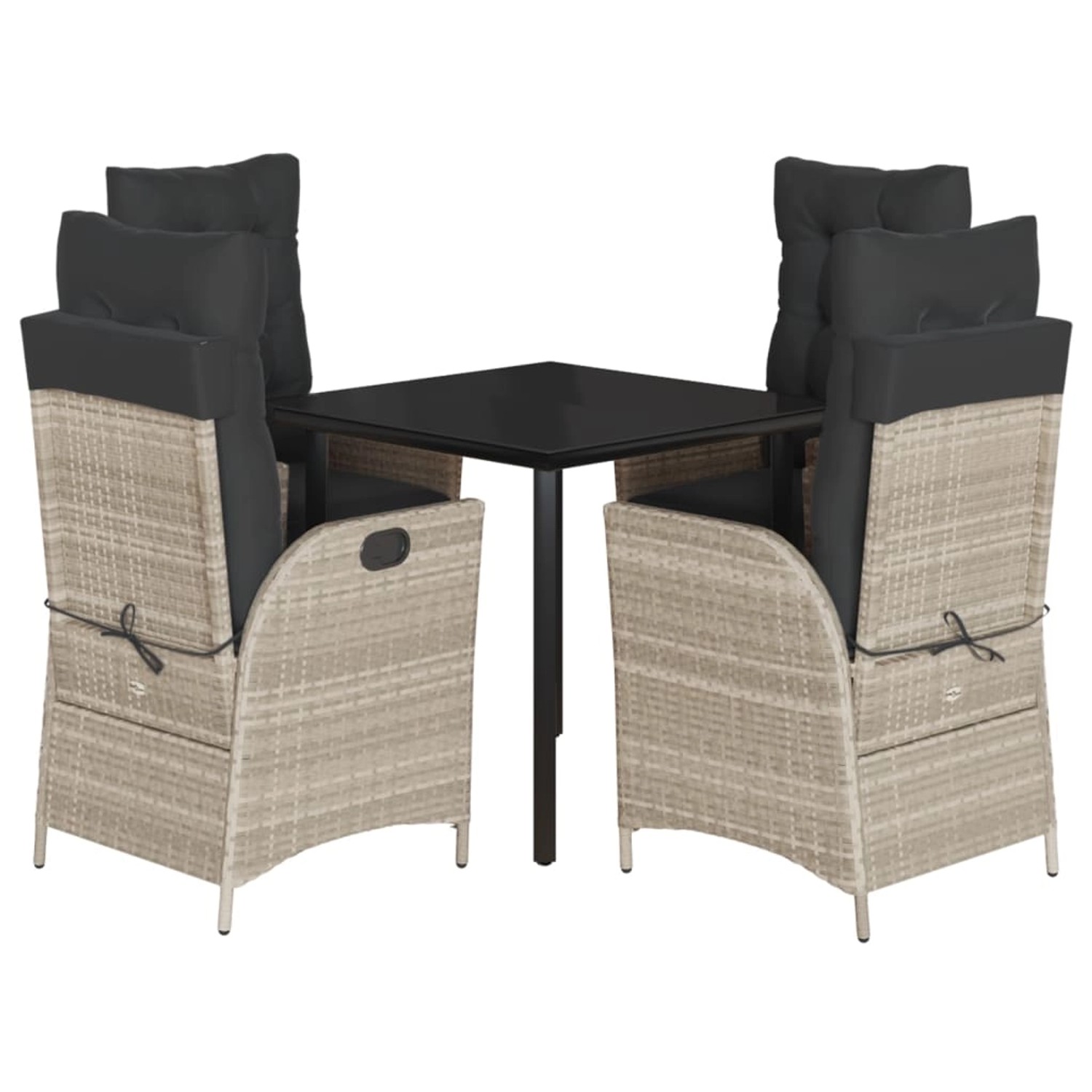 vidaXL 5-Tlg Garten-Essgruppe mit Kissen Hellgrau Poly Rattan 3213470 günstig online kaufen