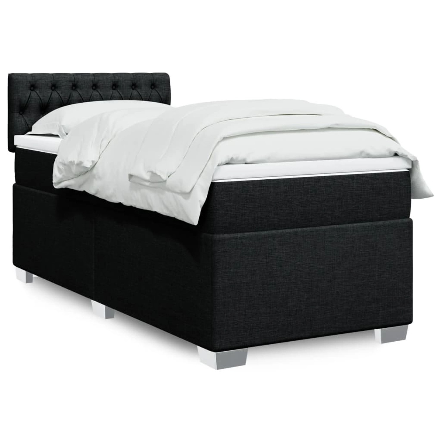 vidaXL Boxspringbett mit Matratze Schwarz 90x200 cm Stoff 3288080 günstig online kaufen