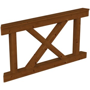 Skan Holz Brüstung Andreaskreuz, 150x84 cm, Fichte Nussbaum, für Lauben & Pavillons.