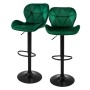 2er Set Barhocker Grün Samt von ML-Design mit Fußstütze und schwarzem Metallgestell.
