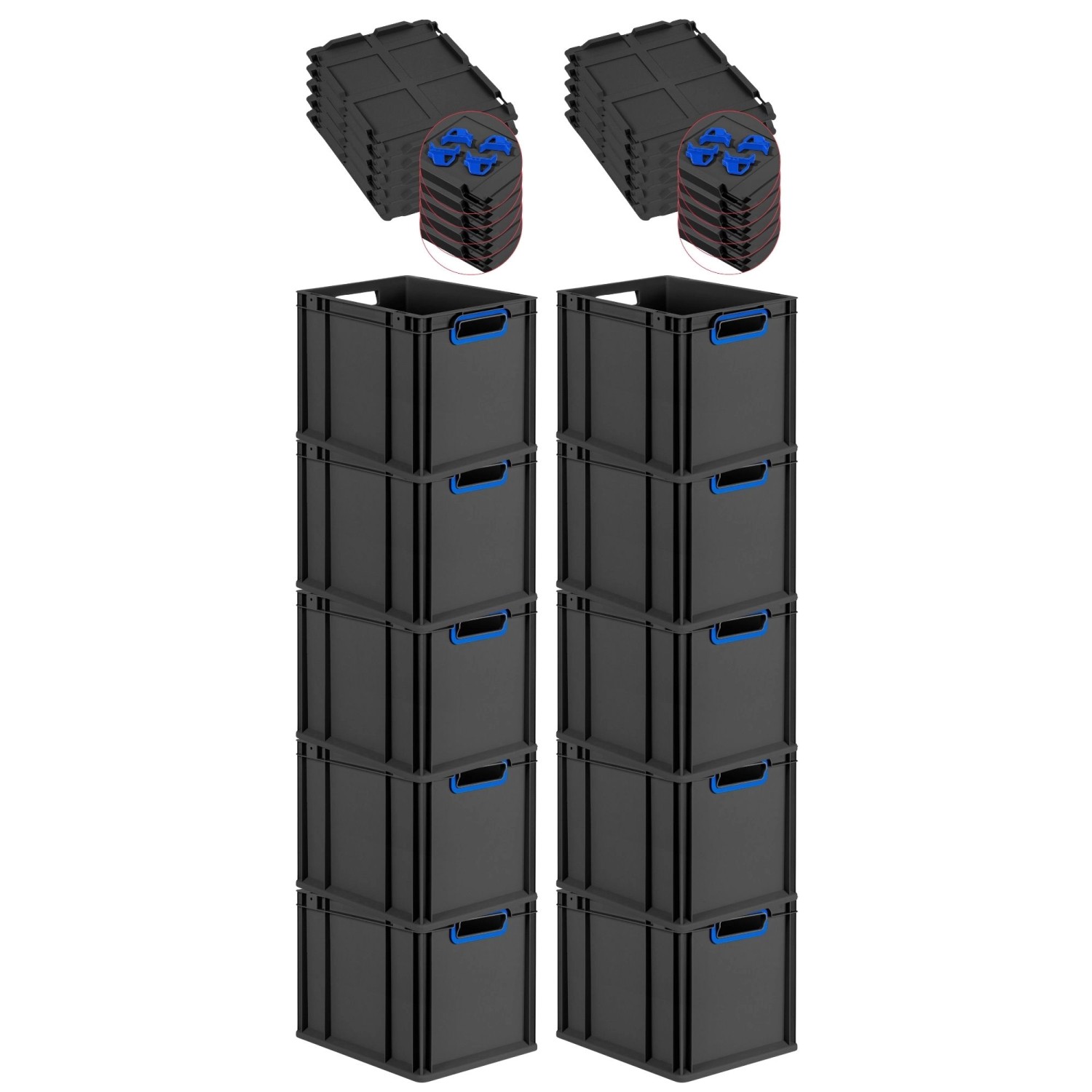 PROREGAL SparSet 10x Eurobox Nextgen Color Mit Auflagedeckel HxBxT 32x30x40 günstig online kaufen