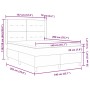 vidaXL Boxspringbett rosa (140x200 cm) mit LED-Leisten und Maßangaben.