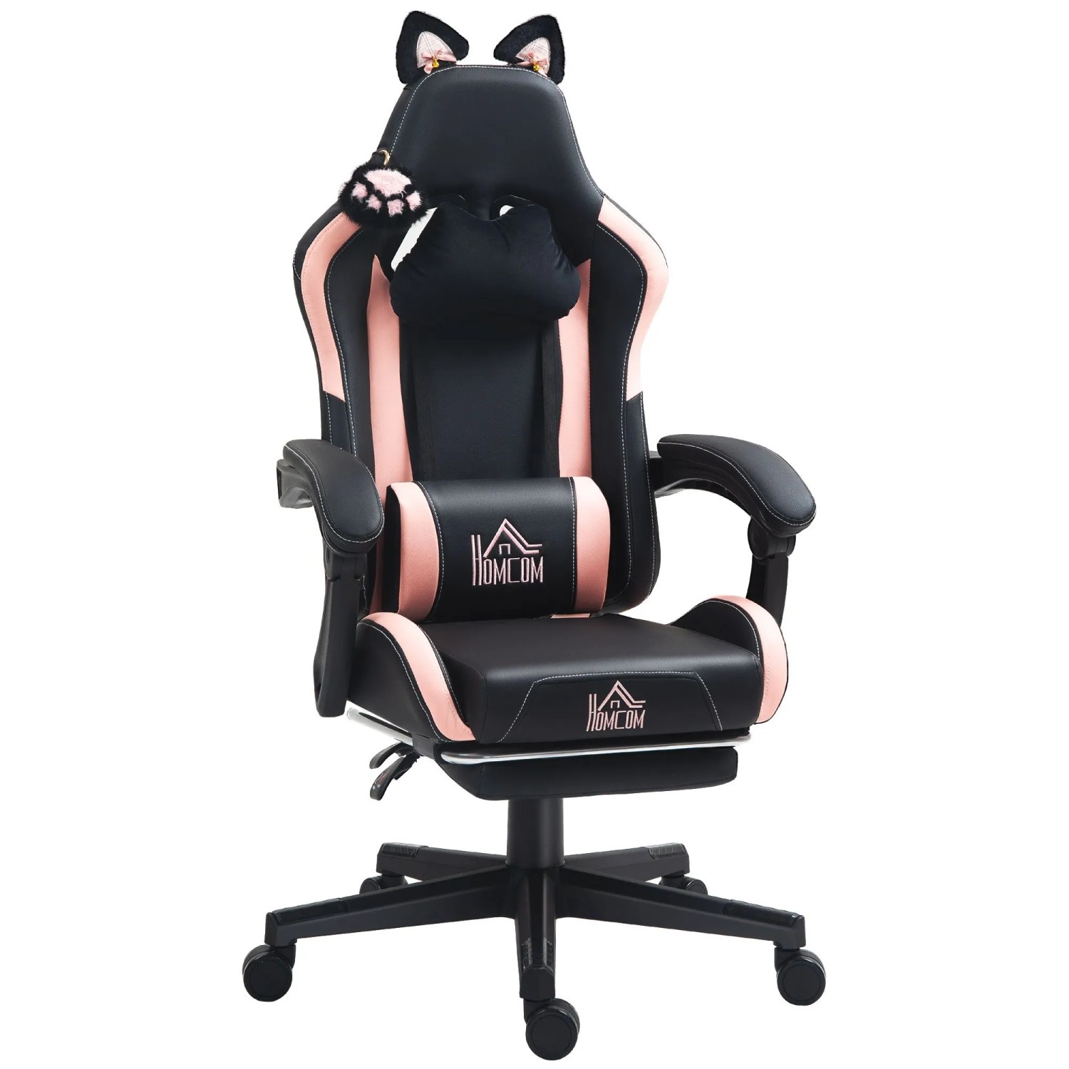 HOMCOM Gaming Chair Kunstleder 65L x 62B x 116-124H cm Schwarz