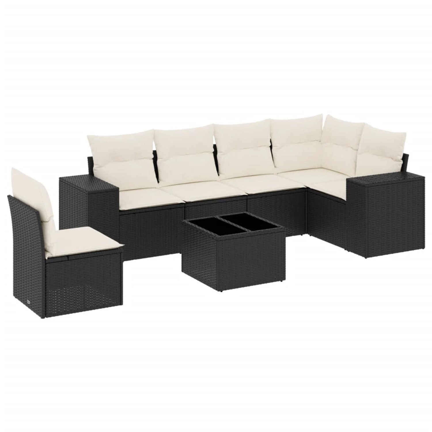 vidaXL 7-Tlg Garten-Sofagarnitur mit Kissen Schwarz Poly Rattan 3254973 günstig online kaufen