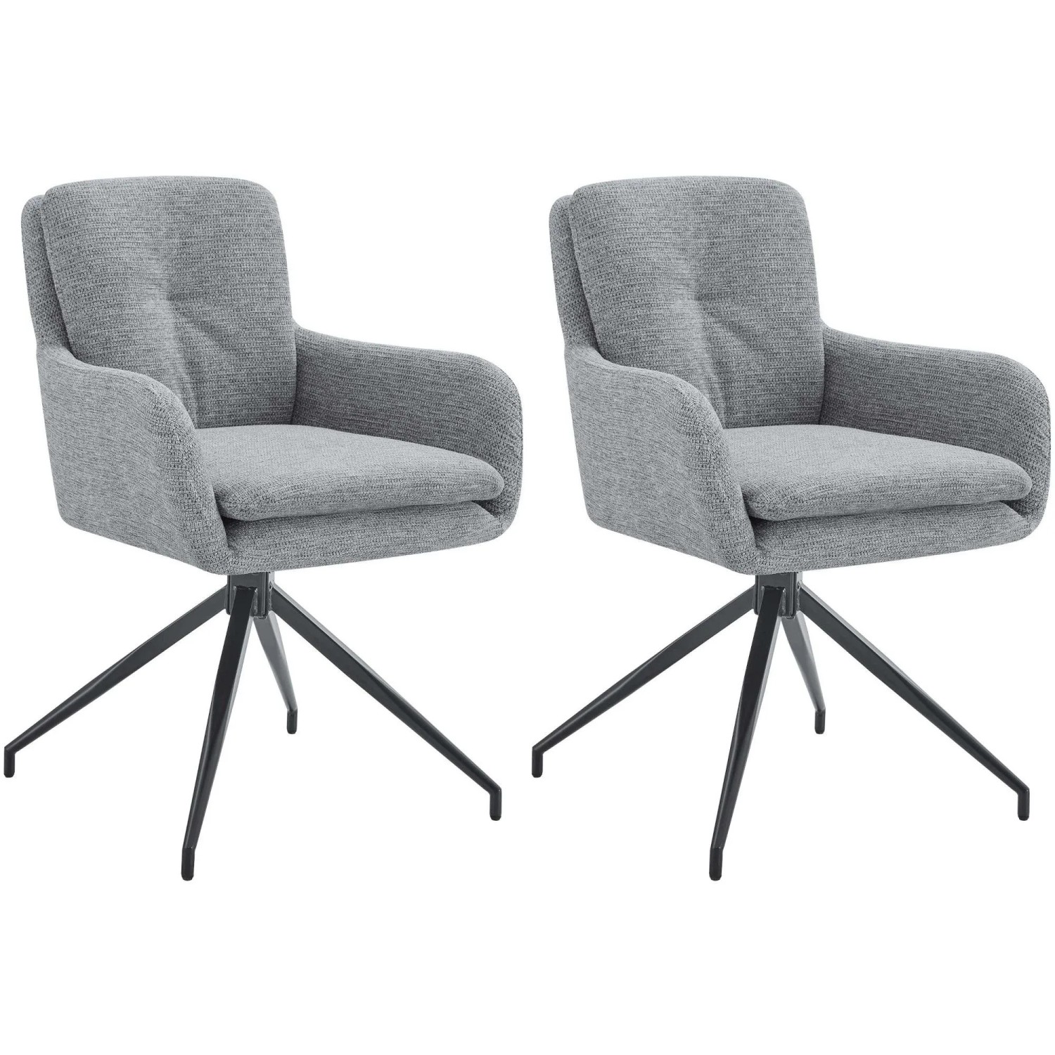 DELUKE 2er Set Esszimmerstuhl NAVER Stoff Grau 58x63x85cm Essstühle Esszimmerstühle Küchenstühle Wohnzimmerstühle