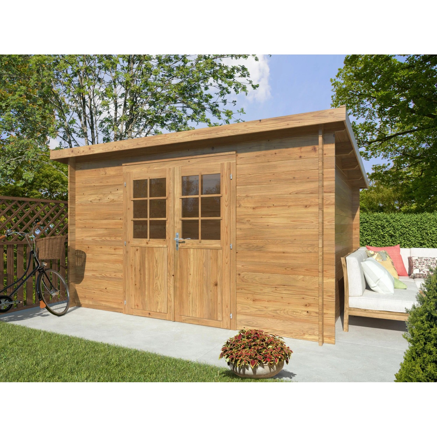 Palmako Gartenhaus Alice Braun Kesseldruckimprägniert 338 cm x 276 cm FSC® günstig online kaufen