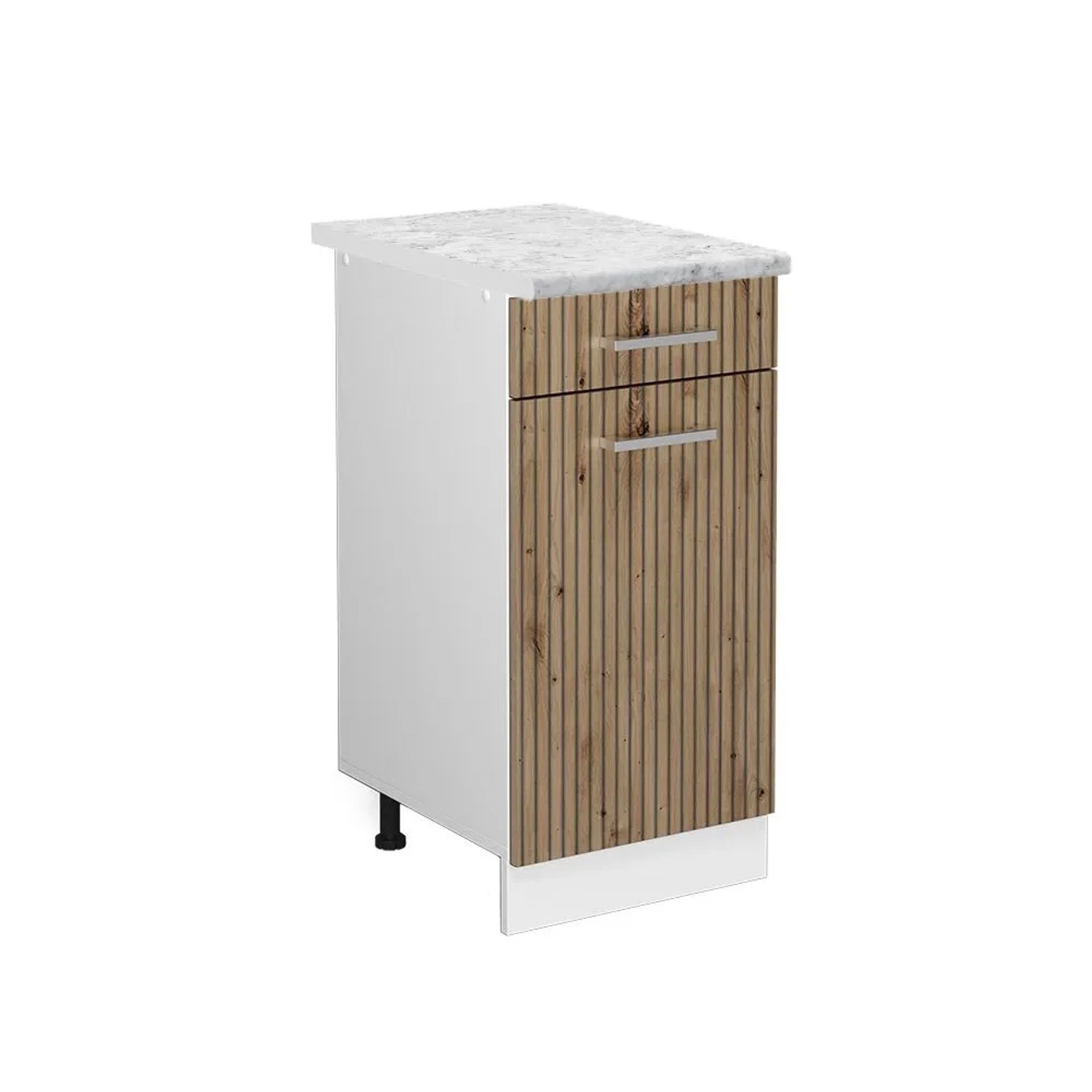 Vicco Küchenunterschrank R-Line Schubladenschrank für die Küche Artisan-Eiche Weiß 40 cm AP Marmor